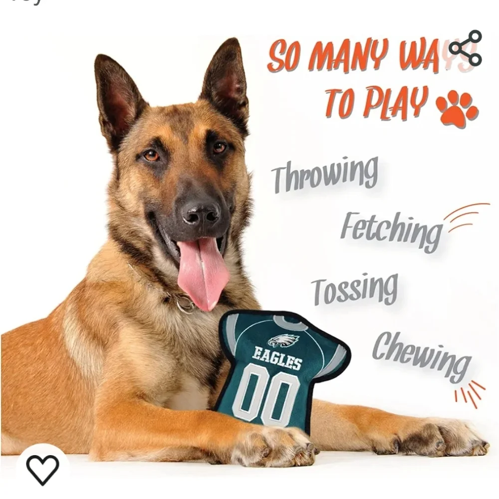 Pets First NFL Philadelphia Eagles Jersey Tough Squeaker Dog Toy NWOT